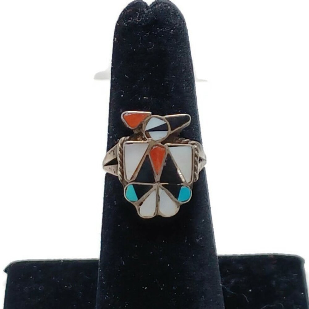 VCtg 80s Itasia Gemstone Thunderbird Ring Size 5.5